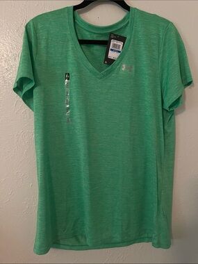 Under Armour bright neon Green V-Neck Short Sleeve Performance Tee